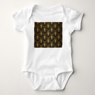 Art Deco, schwarzes Gold, nahtloses Muster. Baby Strampler