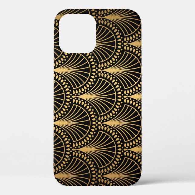 Art Deco, schwarzes Gold, nahtloses Muster. Case-Mate iPhone Hülle (Rückseite)