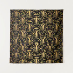 Art Deco, schwarzes Gold, nahtloses Muster. Wandteppich