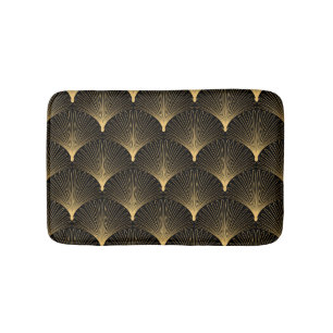Art Deco: Schwarzes goldenes Muster. Badematte
