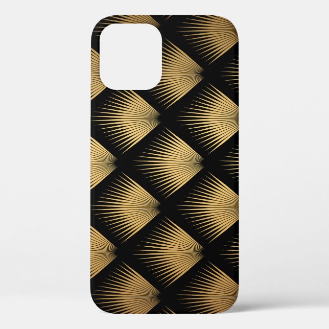 Art Deco, schwarzes goldenes Muster. Case-Mate iPhone Hülle (Rückseite)