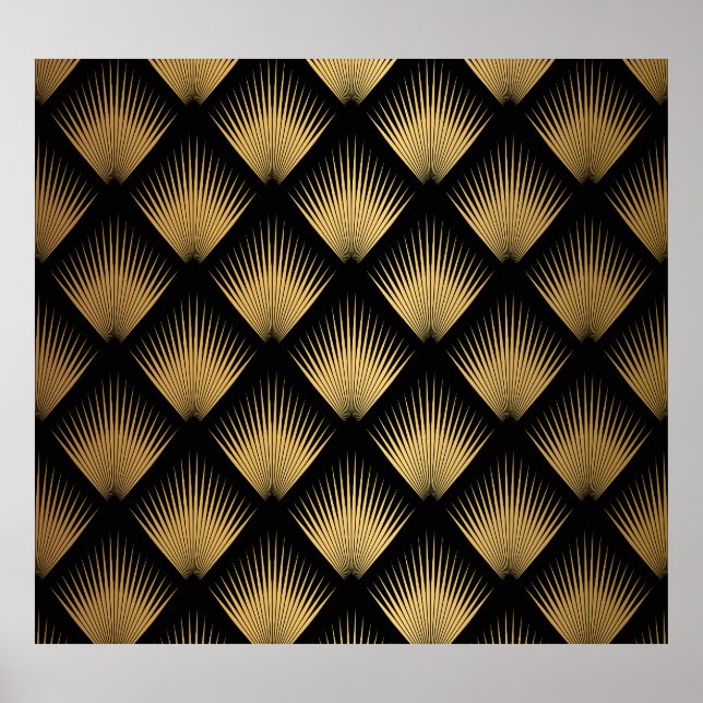 Art Deco, schwarzes goldenes Muster. Poster (Vorne)