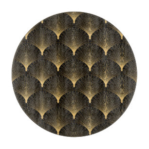 Art Deco: Schwarzes goldenes Muster. Schneidebrett