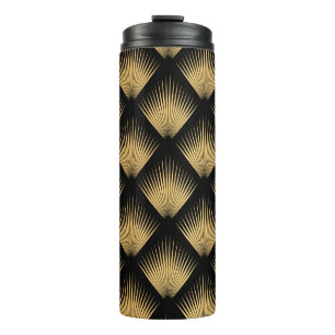 Art Deco, schwarzes goldenes Muster. Thermosbecher