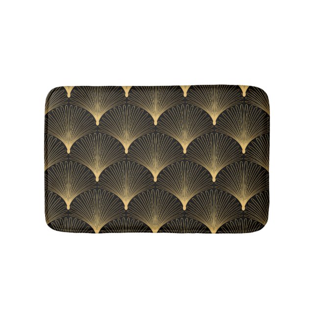 Art Deco: schwarzes Goldmuster. Badematte (Vorderseite)