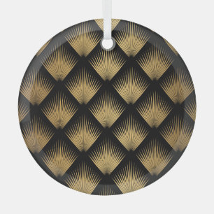 Art Deco, schwarzes Goldmuster. Ornament Aus Glas