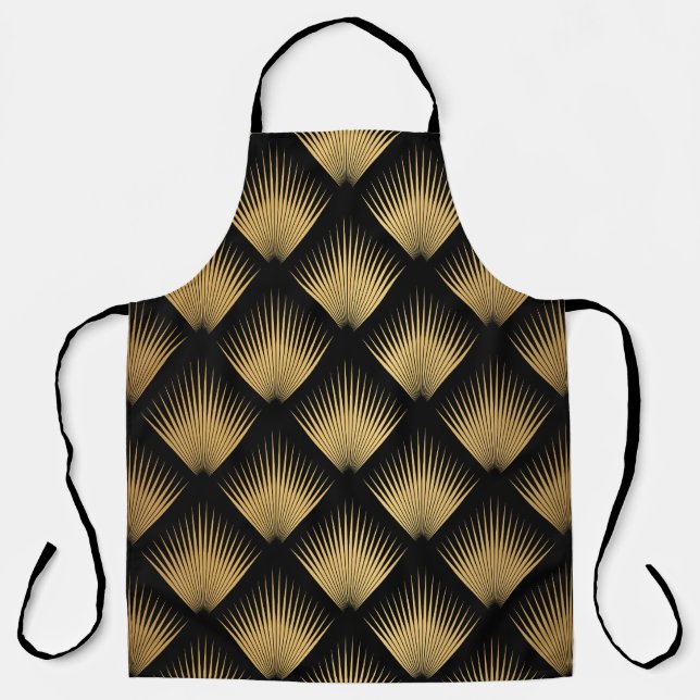 Art Deco, schwarzes Goldmuster. Schürze (Vorderseite)