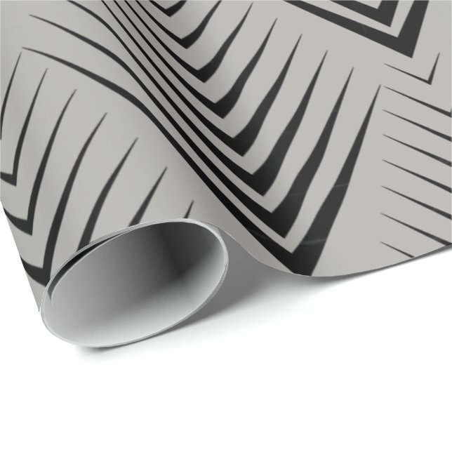 Art Deco Schwarzes Grau Geschenkpapier (Rolleneckpunkt)