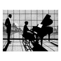 Art Déco silhouette de piano | Noir et blanc