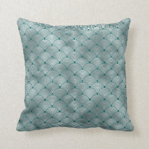Art Deco Silver Aquamarin Contemporary Kissen