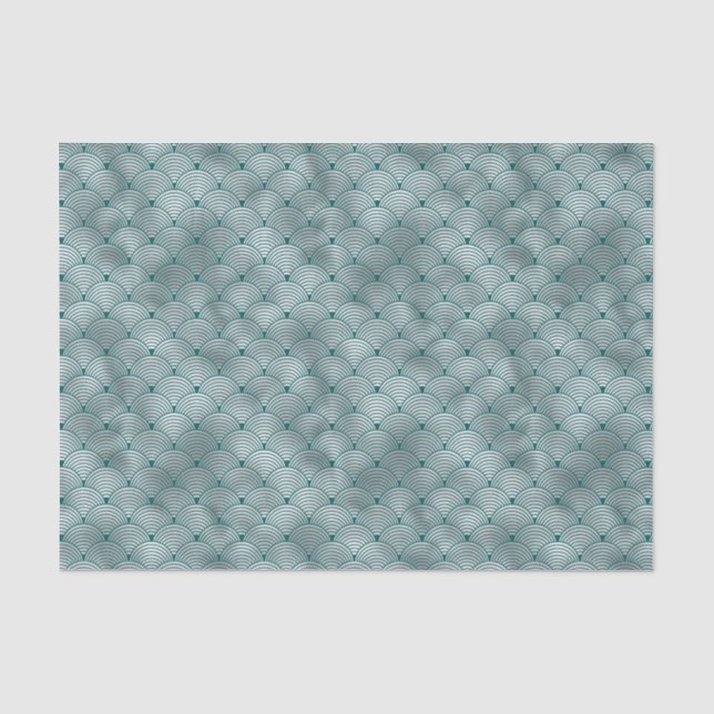 Art Deco Silver Aquamarin Contemporary Seidenpapier (Vorderseite)
