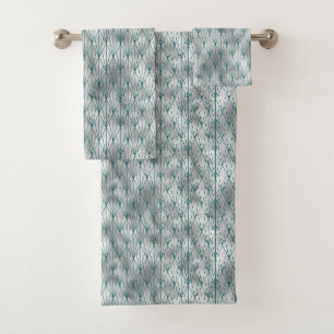 Art Deco Silver Aquamarin Graphic Badhandtuch Set