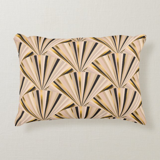 Art-Déco-Skala: Geometrischer Goldener Glamour Dekokissen (Vorderseite)