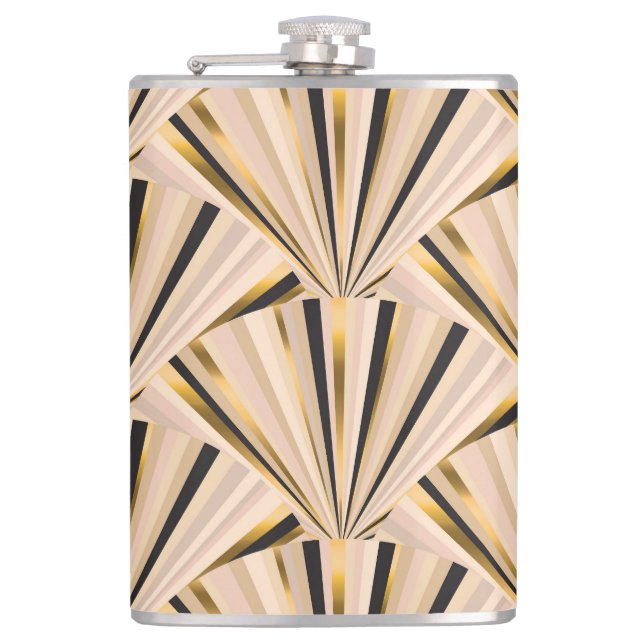 Art-Déco-Skala: Geometrischer Goldener Glamour Flachmann (Vorderseite)