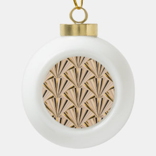 Art-Déco-Skala: Geometrischer Goldener Glamour Keramik Kugel-Ornament
