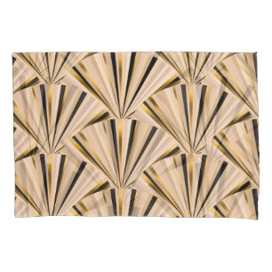 Art-Déco-Skala: Geometrischer Goldener Glamour Kissenbezug