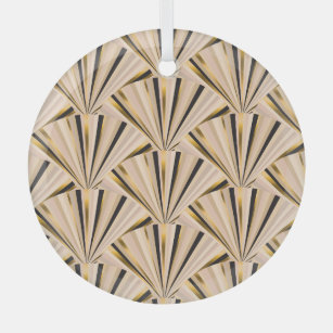 Art-Déco-Skala: Geometrischer Goldener Glamour Ornament Aus Glas