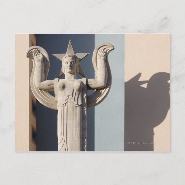 Art Deco Skulptur auf der Staat Messe Texas Postkarte (Vorderseite)