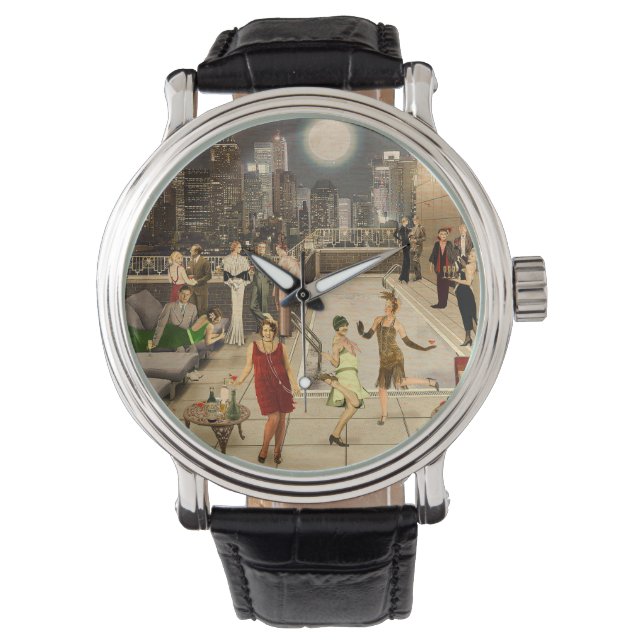 Art Déco Skyline Armbanduhr (Vorderseite)