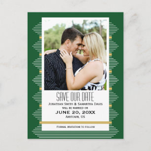 Art Deco Smaragdgrün Foto Save The Date Ankündigungspostkarte