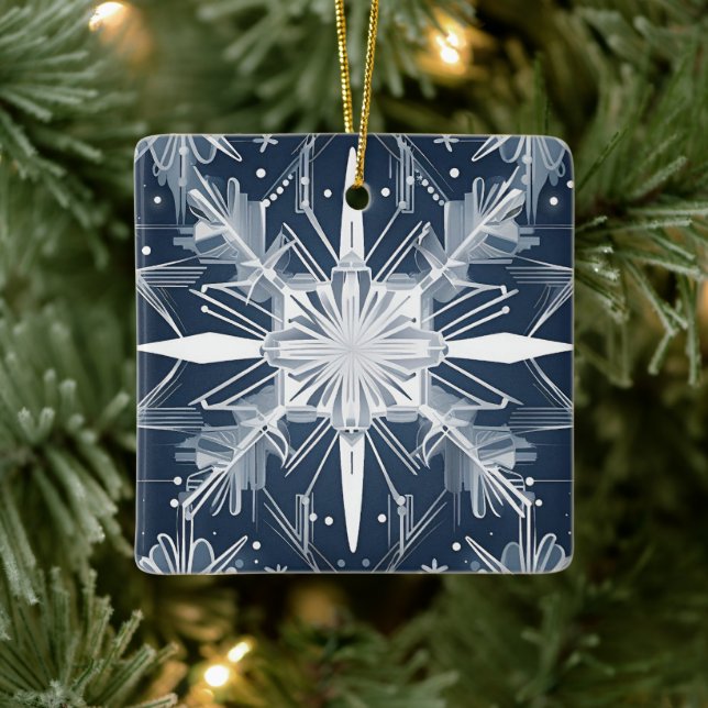 Art Deco Snowflake Keramikornament (Baum)