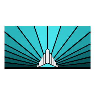Art Deco Sonne Aqua Poster