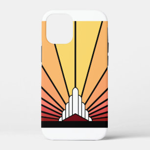 Art Deco Sonne bei Morgendämmerung iPhone 12 Mini Hülle