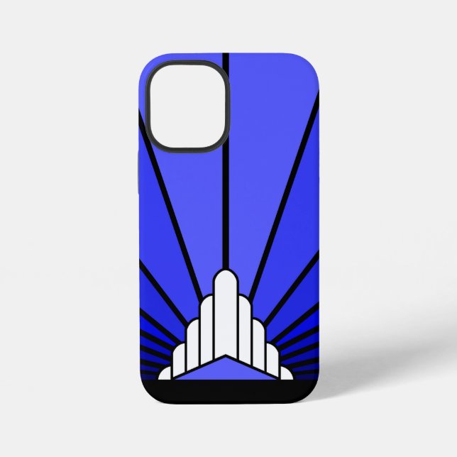 Art Deco Sonne Blau iPhone 12 Mini Hülle (Rückseite)