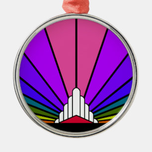 Art Deco Sonne im Regenbogen Ornament Aus Metall