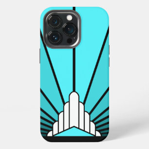 Art Deco Sonne in Aquamarin iPhone 13 Pro Hülle
