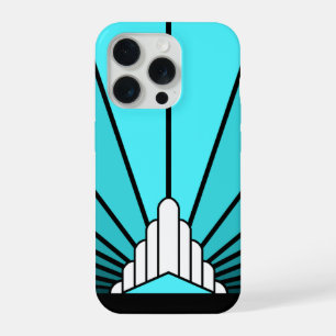 Art Deco Sonne in Aquamarin iPhone 15 Pro Hülle