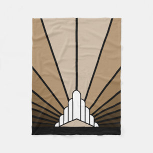 Art Deco Sonne in beige Fleece-Decke Fleecedecke