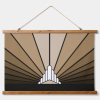 Art Deco Sonne in beige Holzoptik Wandteppich