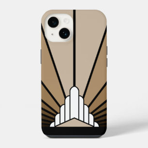 Art Deco Sonne in Beige iPhone 14 Hülle