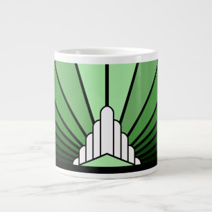 Art Deco Sonne in Grün Jumbo-Tasse