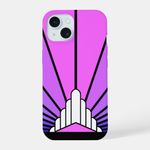 Art Deco Sonne in Lila und Rosa iPhone 15 Hülle