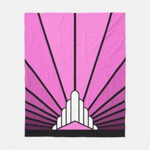 Art Deco Sonne in Rosa Fleece-Decke Fleecedecke