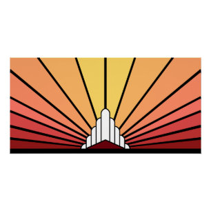 Art Deco Sonnenaufgang Poster