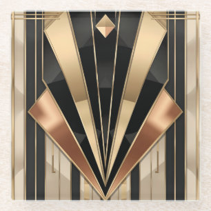 Art Deco Sonnenstrahl geometrisches Luxusdesign Glasuntersetzer