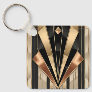 Art Deco Sonnenstrahl Geometrisches Luxusdesign Schlüsselanhänger