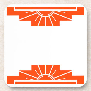 Art Deco Sonnenstrahl in Orange Getränkeuntersetzer