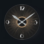 Art Deco Sonnenstrahlen mit Zahlen Runde Wanduhr<br><div class="desc">Machen Sie es dem Deko möglich,  Ihren Ort zu würzen..</div>