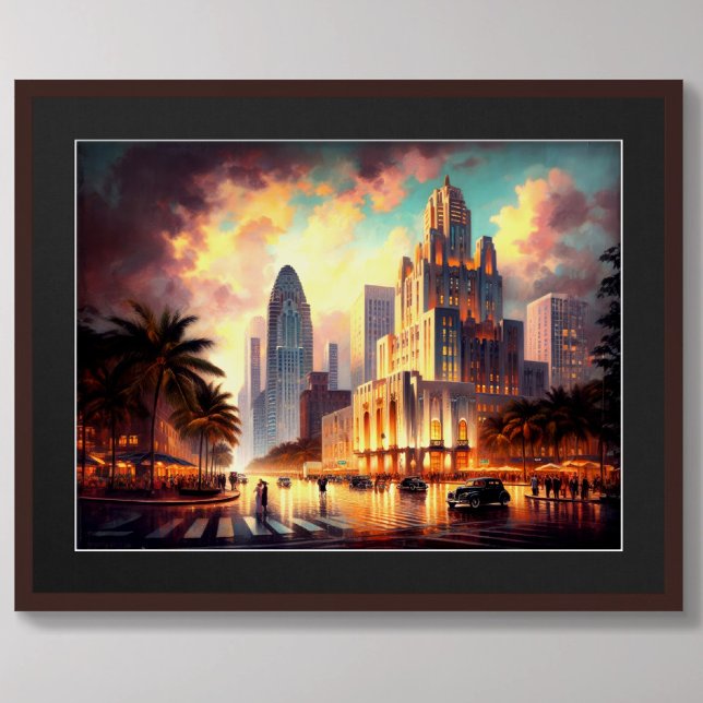 Art Déco South Florida City Skyline Scène (Créateur téléchargé)