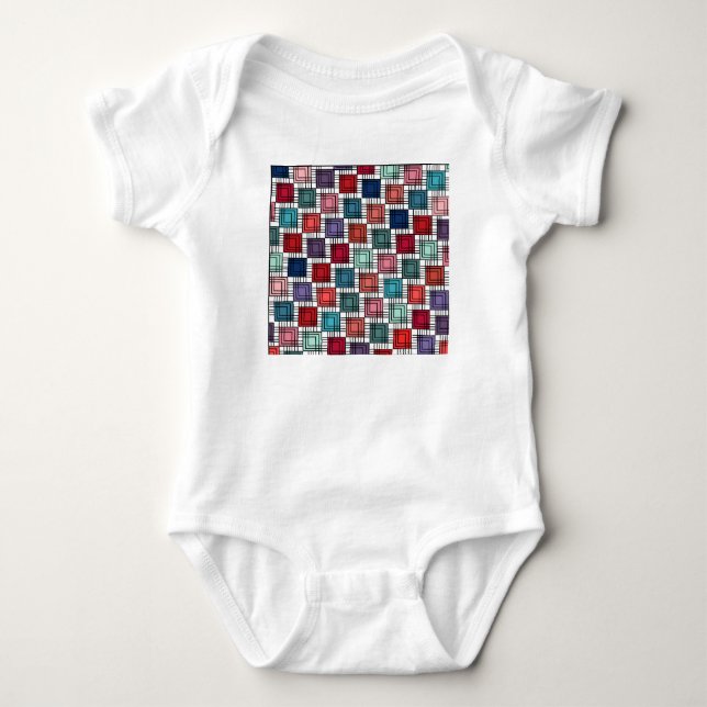 Art Deco Squares Baby Strampler (Vorderseite)