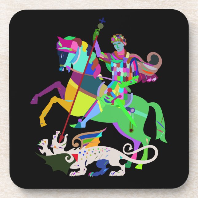 Art Deco St George the Dragon Slayer Getränkeuntersetzer (Vorderseite)