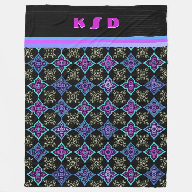 Art Deco Star Blume (Personalisiert) Fleecedecke (Vorderseite)