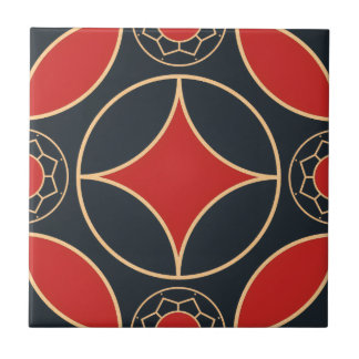 art deco star in red and black fliese