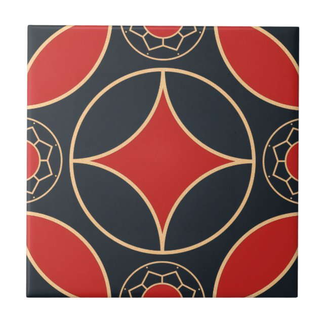 art deco   star in red  and black  fliese (Vorderseite)
