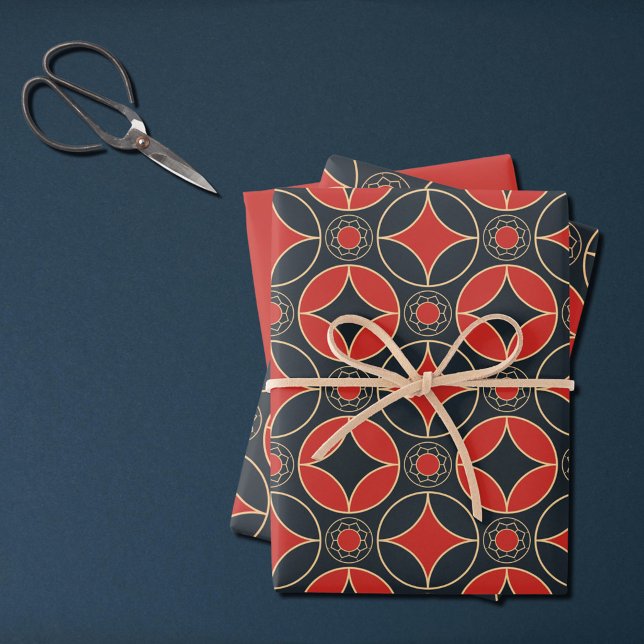 art deco stars in red and black  geschenkpapier set (Von Creator hochgeladen)