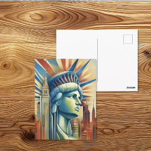 Art Deco Statue of Liberty NYC-Silhouette Postkarte